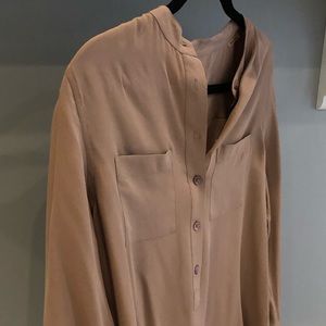 Taupe silk equipment blouse, never worn